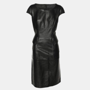 Alberta Ferretti Black Leather Midi Dress M