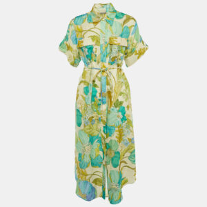 Alemais Multicolor Floral Print Linen Janis Belted Shirt M