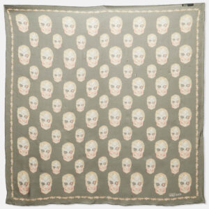 Alexander McQueen Black Skull Print Silk Scarf