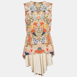 Alexander McQueen Multicolor Floral Print Crepe Tunic Top M
