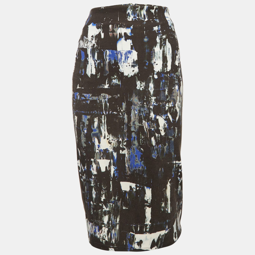 luxury-women-alexander-mcqueen-used-clothes-p1042769-016 McQ by Alexander McQueen Black Jersey Printed Pencil Midi Skirt M