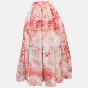 Alexander McQueen Pink Floral Print Synthetic Long Skirt M