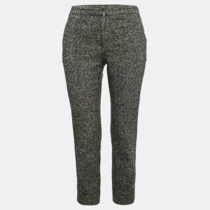 Alexander McQueen Black Herringbone Boucle Wool Capri Pants S