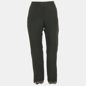 Alexander McQueen Black Lace Trim Crepe Trousers L