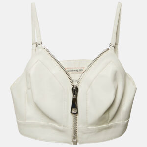 Alexander McQueen White Leather Bralette Crop Top M