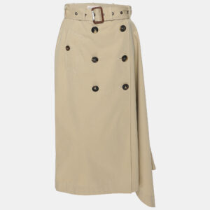 Alexander McQueen Beige Cotton Asymmetric Trench Belted Skirt M