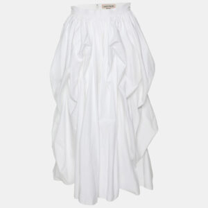 Alexander McQueen White Cotton Midi Skirt S