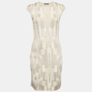 Alexander McQueen Metallic Stretch Knit Sleeveless Short Dress M