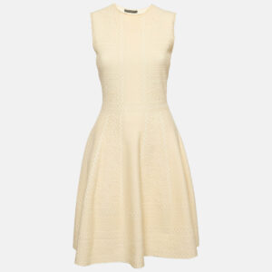 Alexander McQueen Cream Textured Knit Flared Mini Dress S