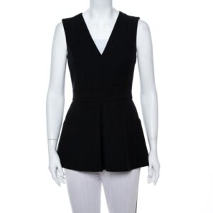 Alexander McQueen Black V Neck Sleeveless Peplum Top M
