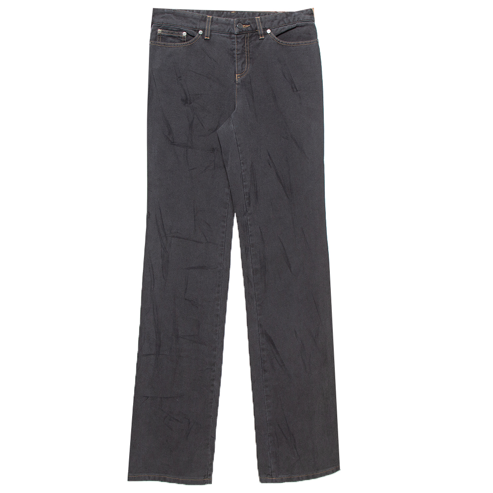 luxury-women-alexander-mcqueen-used-clothes-p396674-005 Alexander McQueen Vintage Dark Grey Sanded Denim Straight Leg Jeans S