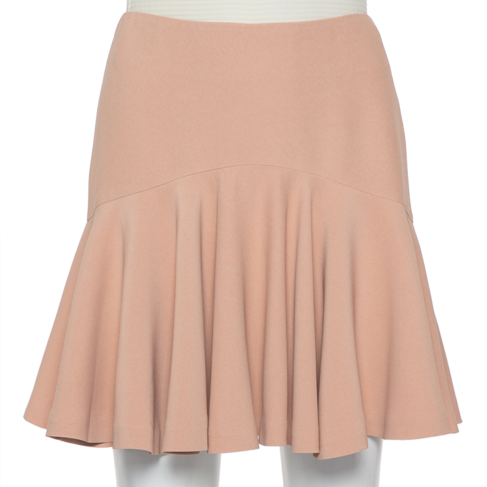 luxury-women-alexander-mcqueen-used-clothes-p436886-001 Alexander McQueen Beige Crepe Ruffle Mini Skirt S