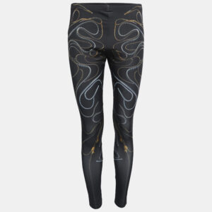 Alexander McQueen Black Zipper Print Jersey Leggings M