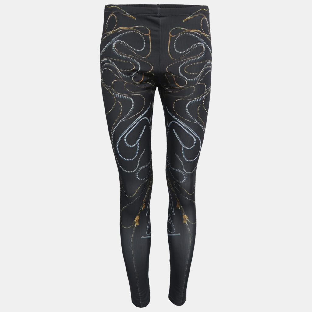 luxury-women-alexander-mcqueen-used-clothes-p816009-001 Alexander McQueen Black Zipper Print Jersey Leggings M