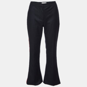 Alexander McQueen Black Wool Side Striped Flared Trouser M