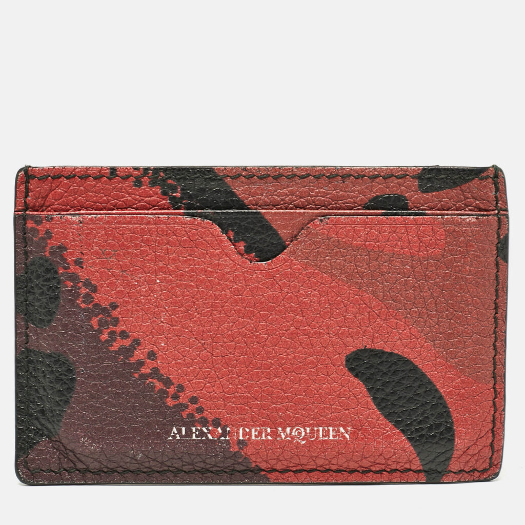 luxury-women-alexander-mcqueen-used-handbags-p1094898-013 Alexander McQueen Red Camo Leather Dancing Skeleton Card Holder