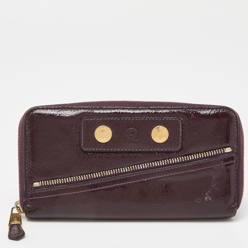luxury-women-alexander-mcqueen-used-handbags-p946592-008 Alexander McQueen Purple Patent Leather Zip Around Wallet