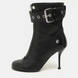 Alexander McQueen Black Leather Ankle Length Boots Size 36