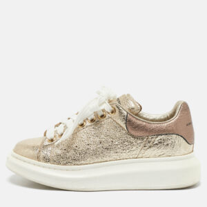 Alexander McQueen Gold Foil Leather Oversized Low Top Sneakers Size 39..5