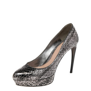 Alexander McQueen Black/Silver Python Platform Pumps Size 36