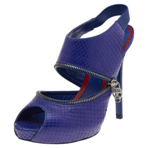 Alexander McQueen Purple Python Leather Sling Back Sandals Size 38