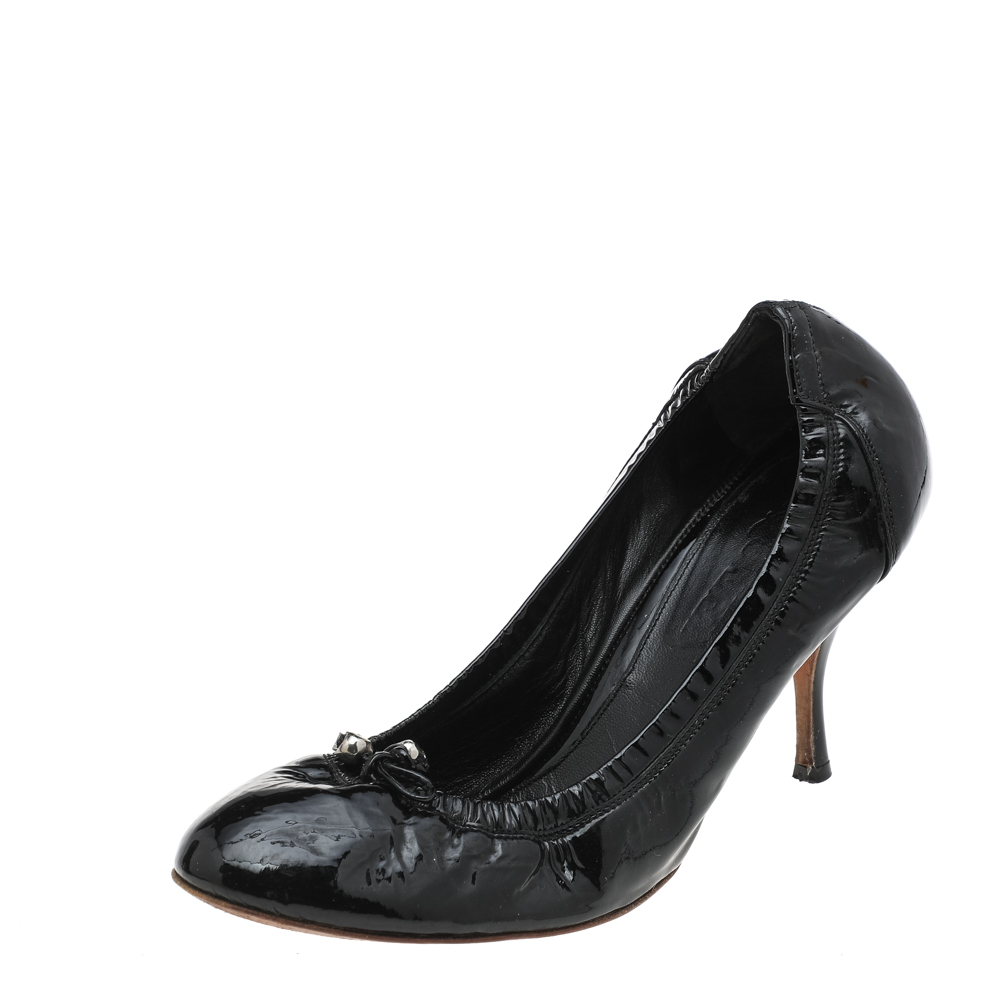 luxury-women-alexander-mcqueen-used-shoes-p597040-005-2 Alexander McQueen Black Patent Leather Pumps Size 38