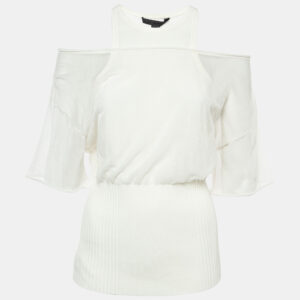 Alexander Wang Off-White Cotton knit Sheer Overlay Top L