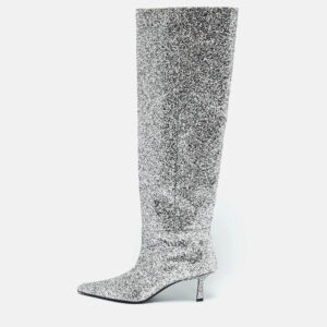 alexander wang silver glitter viola knee length boots size 36