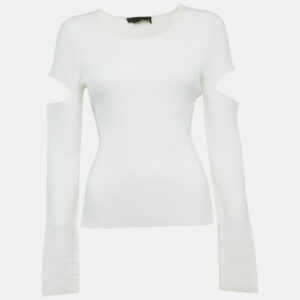 Alexander McQueen Off-White Jersey Cold Shoulder Top M