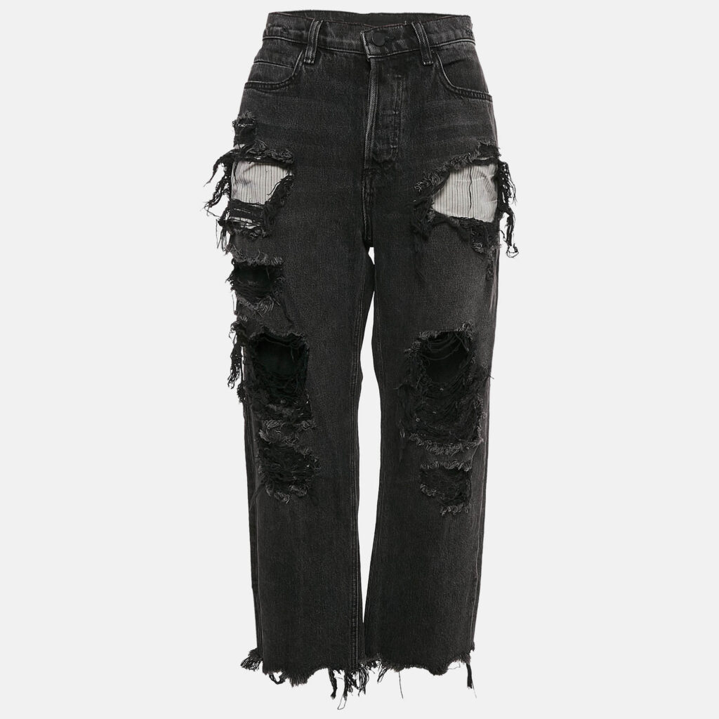 luxury-women-alexander-wang-used-clothes-p1108656-002 Denim X Alexander Wang Black Distressed Denim Rival Jeans M Waist 30"