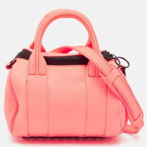 alexander wang neon orange pebbled leather mini rockie bag
