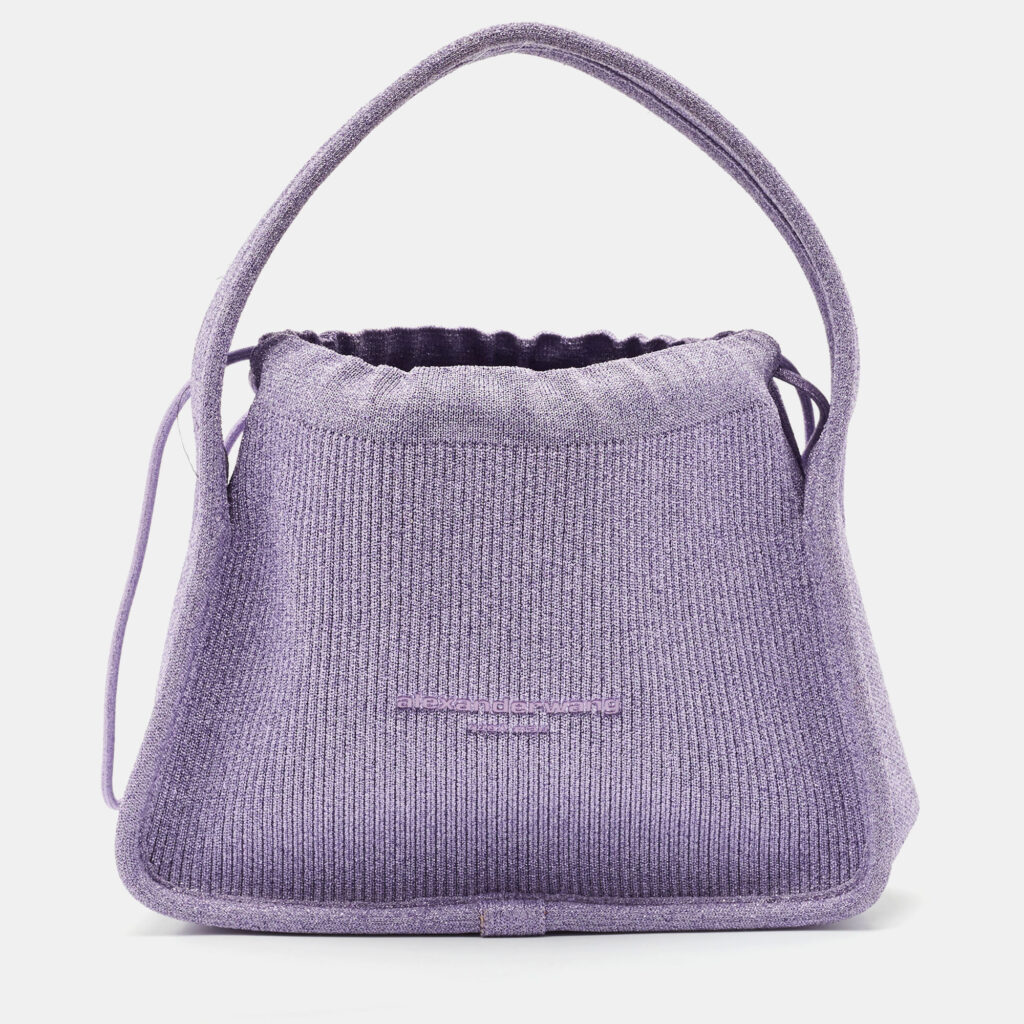 luxury-women-alexander-wang-used-handbags-p1163368-006 Alexander Wang Purple Ribbed Knit Fabric Small Ryan Bag