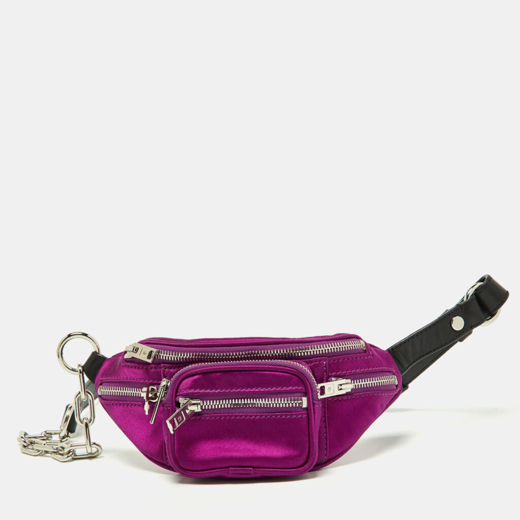 luxury-women-alexander-wang-used-handbags-p868007-012 Alexander Wang Purple/Black Satin and Leather Attica Belt Bag