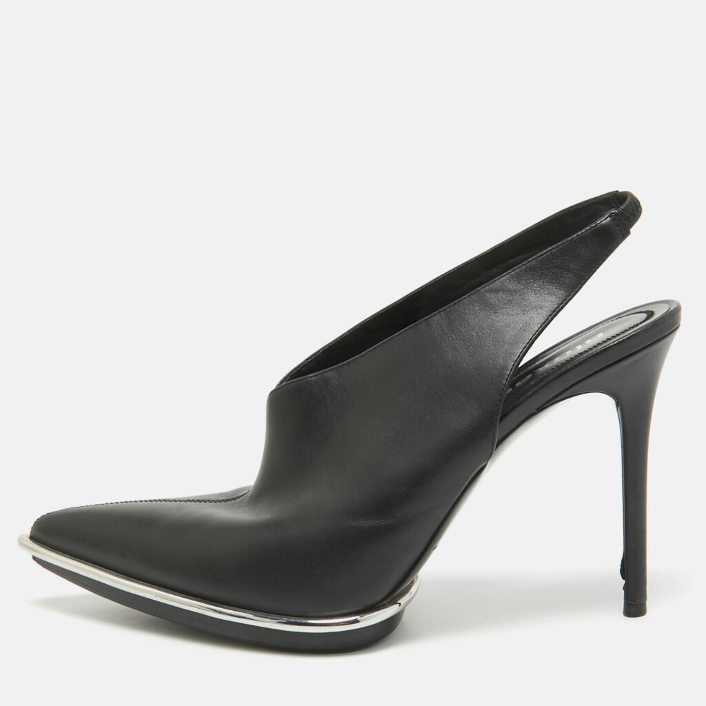 luxury-women-alexander-wang-used-shoes-p1070350-010 Alexander Wang Black Leather Cara Slingback Pumps Size 40