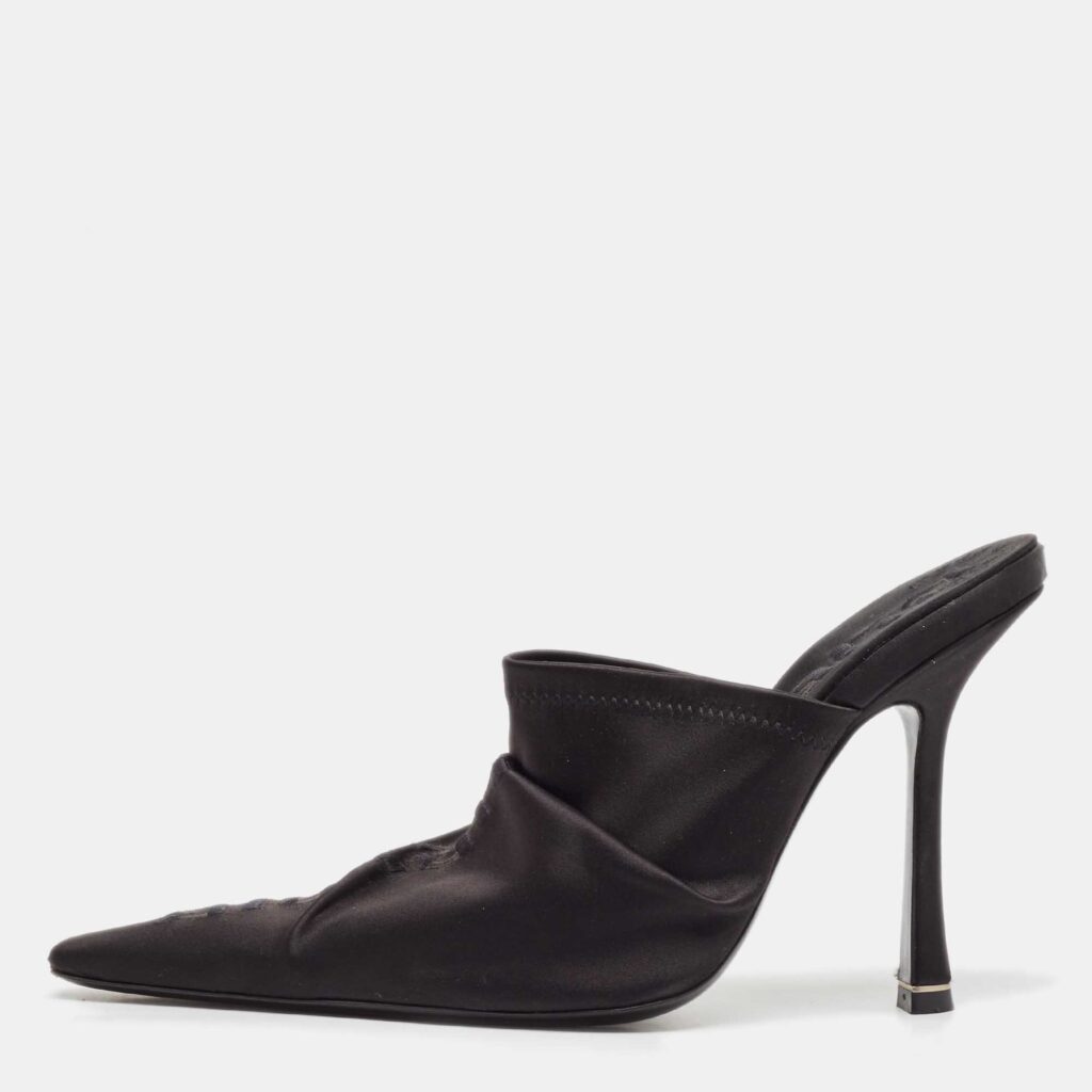 luxury-women-alexander-wang-used-shoes-p1098491-003 Alexander Wang Black Satin Pointed Toe Mules Size 40
