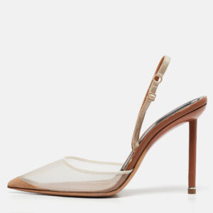 Alexander Wang Beige Mesh and Leather Lovisa Ankle Strap Pumps Size 39