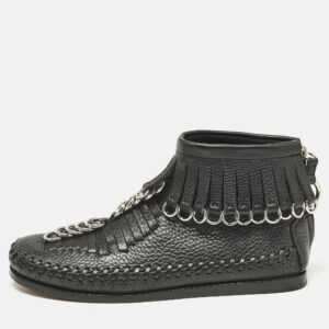 alexander wang black leather fringe montana ankle boots size 38