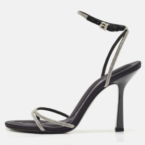 Alexander Wang Black Suede Crystal Embellished Dahlia Sandals Size 38