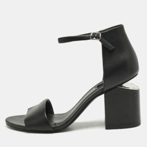 Alexander Wang Black Leather Abby Ankle Strap Sandals Size 40