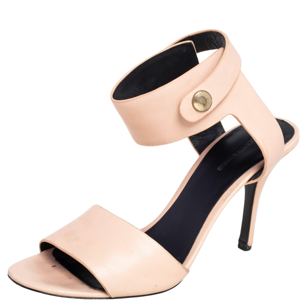 luxury-women-alexander-wang-used-shoes-p491007-008 Alexander Wang Beige Leather Button Detail Ankle Cuff Sandals Size 40