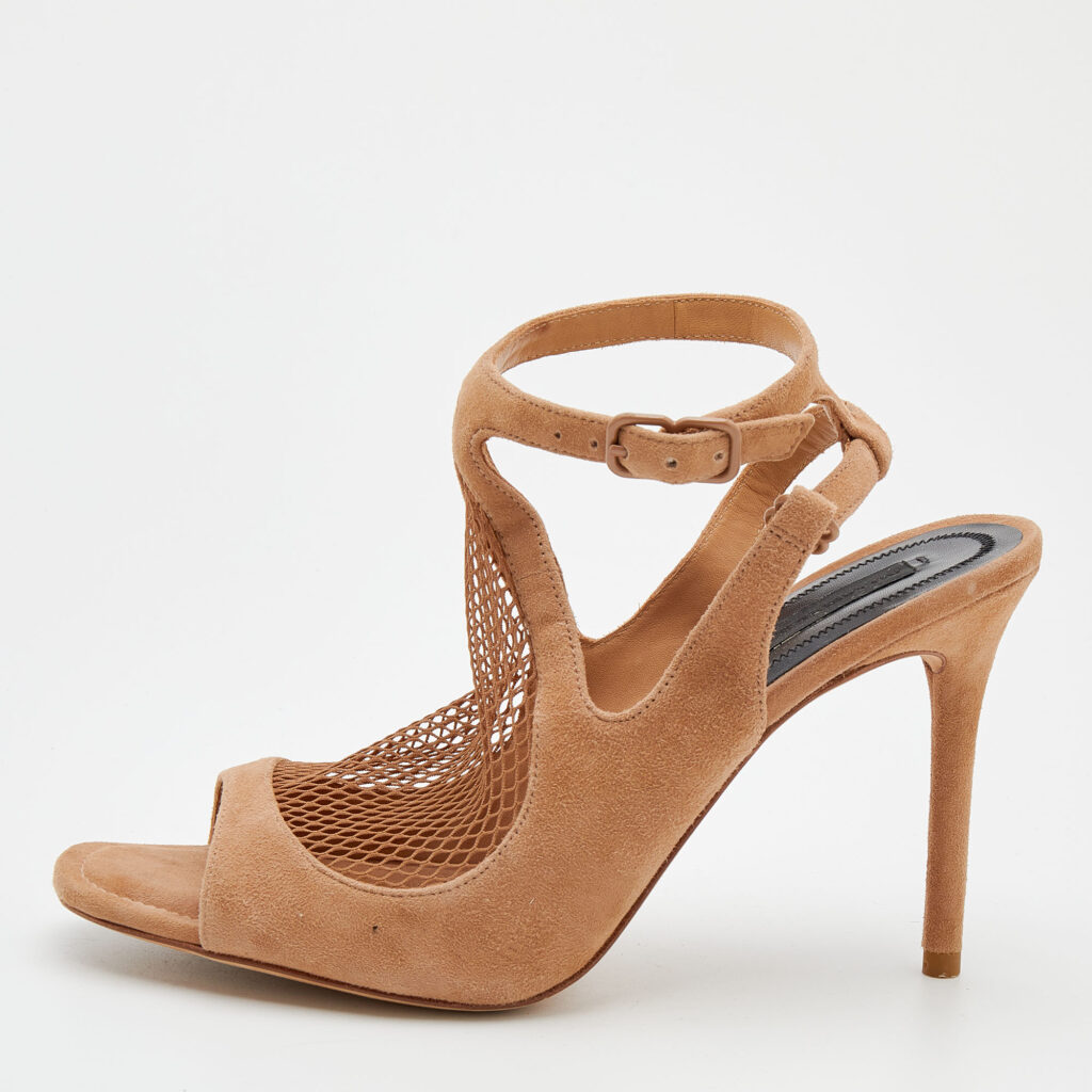 luxury-women-alexander-wang-used-shoes-p669202-002-1 Alexander Wang Beige Suede and Fishnet Piper Ankle Strap Sandals Size 37.5
