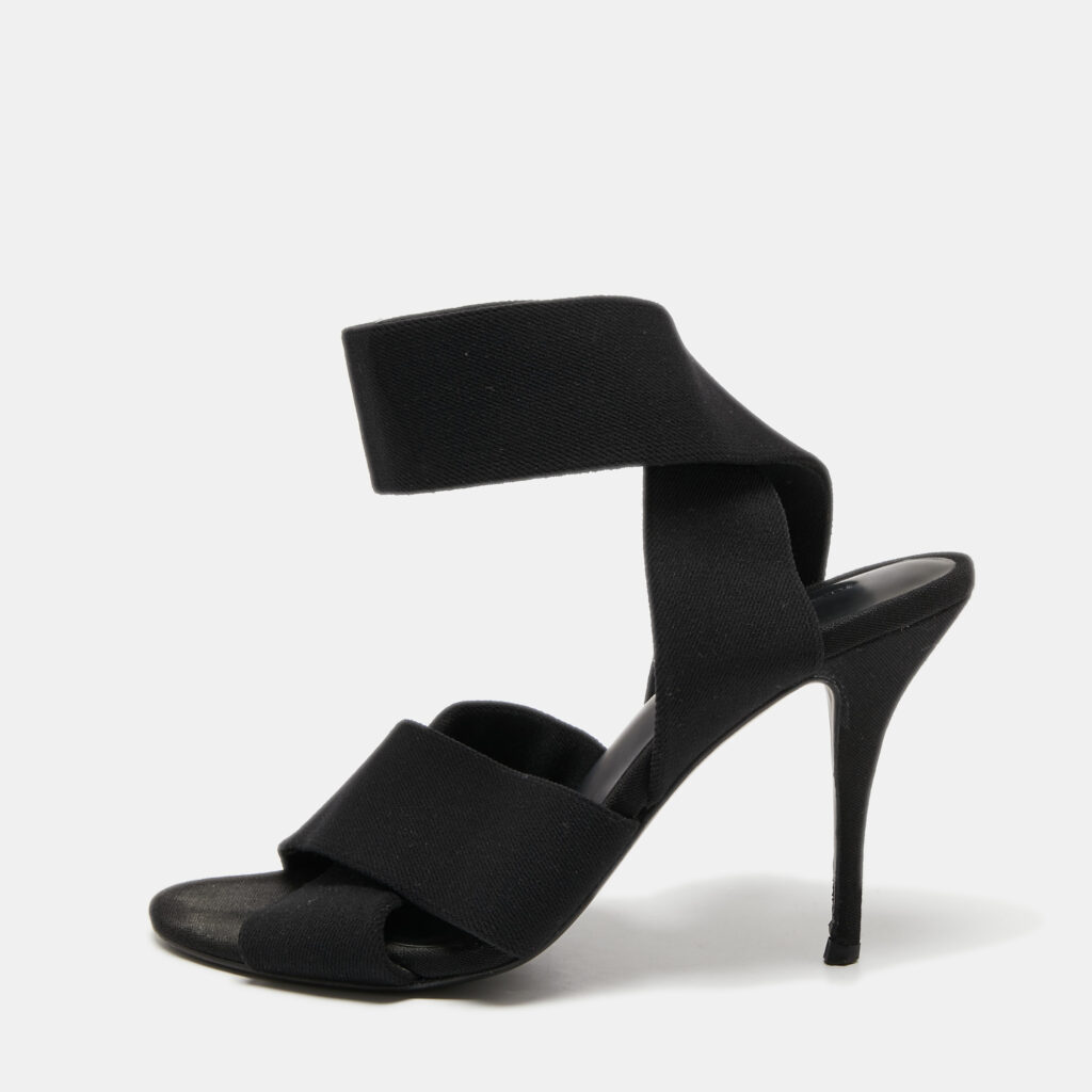 luxury-women-alexander-wang-used-shoes-p713283-001 Alexander Wang Black Canvas Ankle Wrap Sandals Size 36