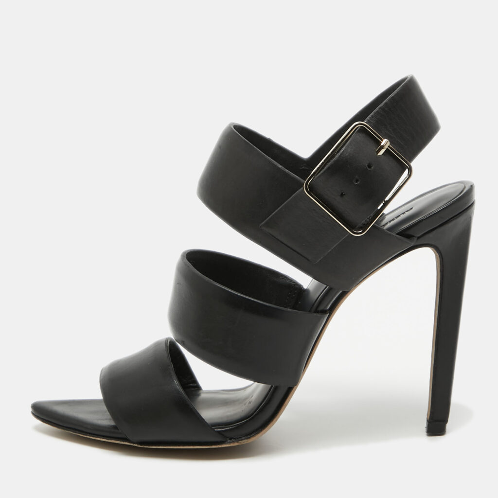 luxury-women-alexander-wang-used-shoes-p932788-001 Alexander Wang Black Leather Slingback Sandals Size 36.5