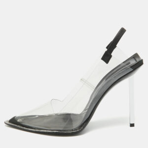 Alexander Wang Black/Transparent PVC and Leather Slingback Pumps Size 39
