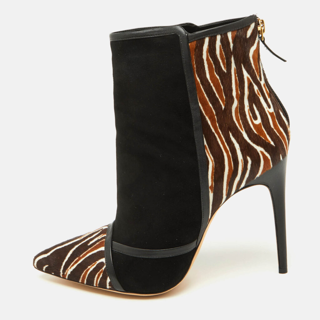luxury-women-alexandre-birman-new-shoes-p1094099-010 Alexandre Birman Multicolor Suede and Calf Hair Pointed Toe Ankle Length Boots Size 41