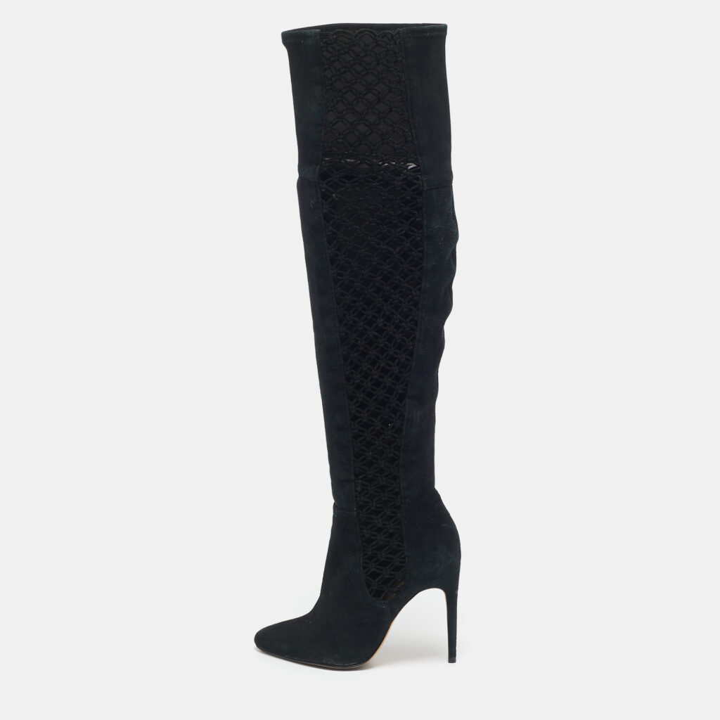 Alexandre Birman Black Suede Over The Knee Boots Size 37