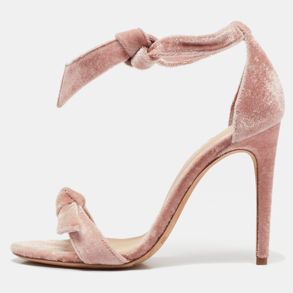 luxury-women-alexandre-birman-used-shoes-p1117162-001 Alexandre Birman Pink Velvet Clarita Ankle Wrap Sandals Size 37