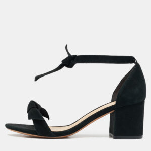 Alexandre Birman Black Suede Clarita Block Heel Sandals Size 37