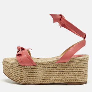 Alexandre Birman Pink Leather Wedge Sandals Size 37