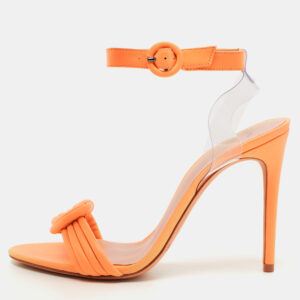 Alexandre Birman Orange Leather Knot Ankle Strap Sandals Size 39